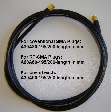 SMA Plug (Male pin) to SMA Plug (Male pin), 200 series cable, 350mm A30A30-200-350-0
