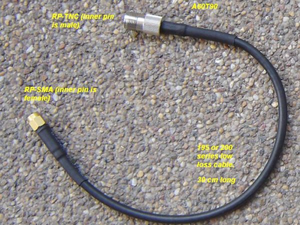 RPSMA plug to RPTNC jack , 30cm, A60T90-200-300-0