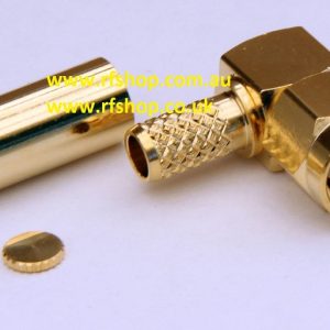 SMA Plug, male pin,RA, Cmp, Fits LMR195, LMR200, RG58-0