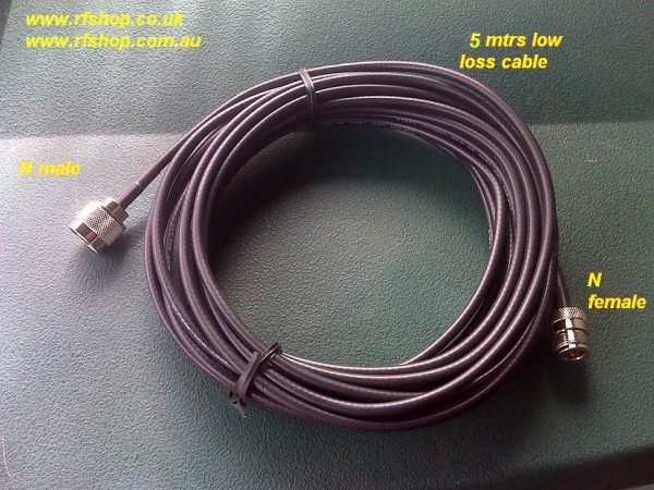 N type male to N female Coaxial Cable Assembly, 5 metres, Low Loss-0