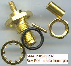 SMA9105-0316, SMA Connector, RG316, RP, male pin, with sealing ring-0