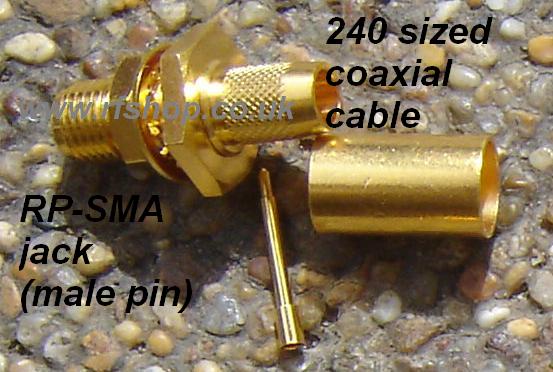 SMA Connector, LMR240, RP, male pin, with sealing ring TC-240-SF-BH-RP equiv SMA9105-L240-0