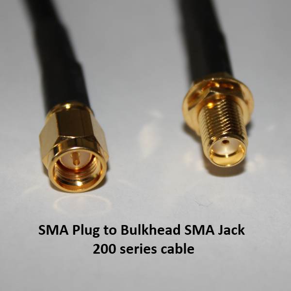 SMA Plug to Bulkhead SMA Jack, 200 series cable, 3m A30A85-200-3000-0