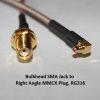SMA Bulkhead Jack to Right Angle MMCX Plug, RG316, 150mm A85MMCX39-316-150-0