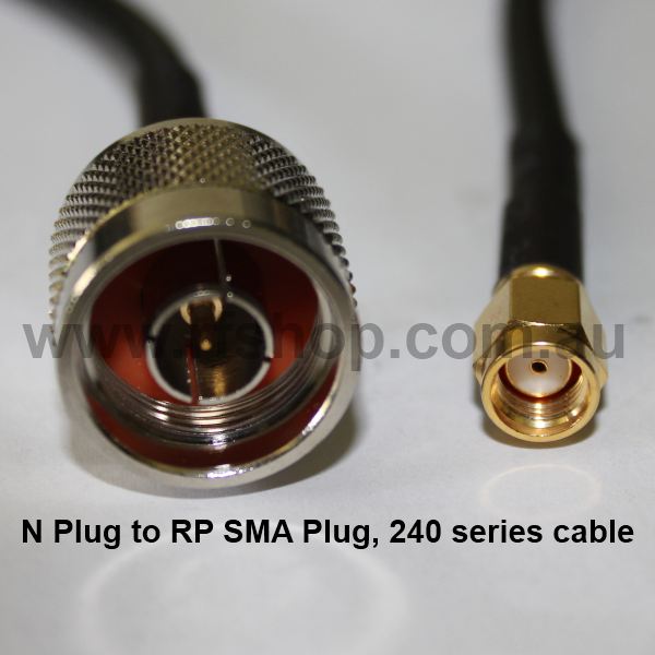 N Plug to RP SMA Plug, 195 series cable, 10m N30A60-240-10000-0