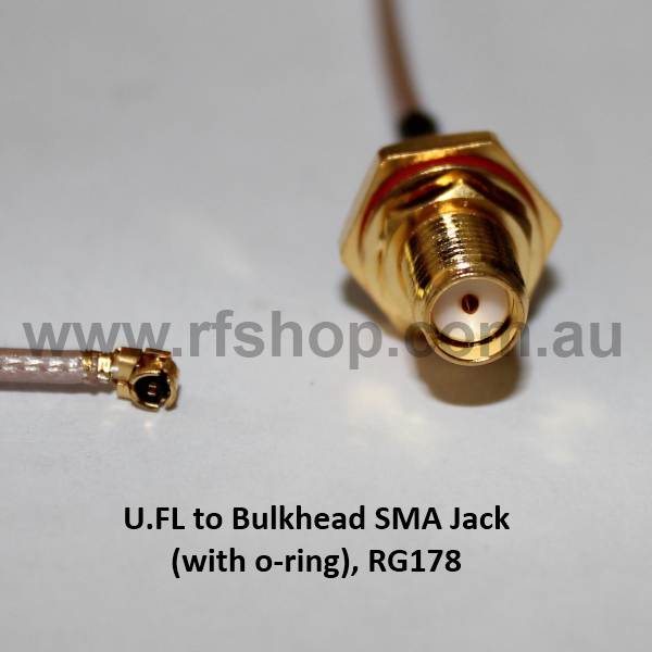 UFL to Bulkhead SMA Jack (with oring), RG178, 150mm UFLA85-178-150 UFLA85O-178-150-0