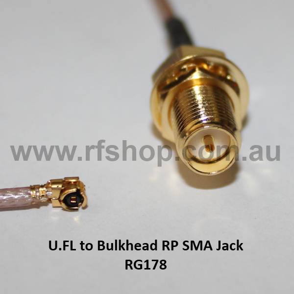 UFL to Bulkhead RP SMA Jack, RG178, 500mm UFLA95-178-500-0